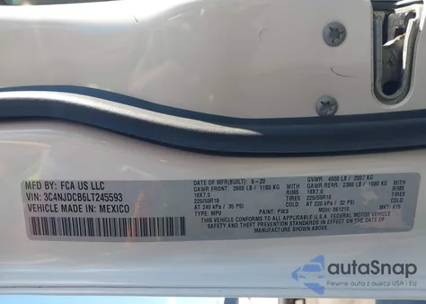 2020 Jeep Compass Limited 4X4 from USA, damaged, VIN 3C4NJDCB6LT245593